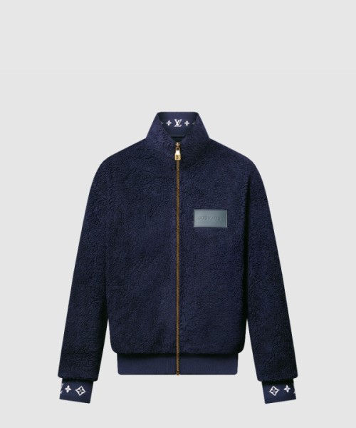 루이비통 레더 패치 플리스 블루종