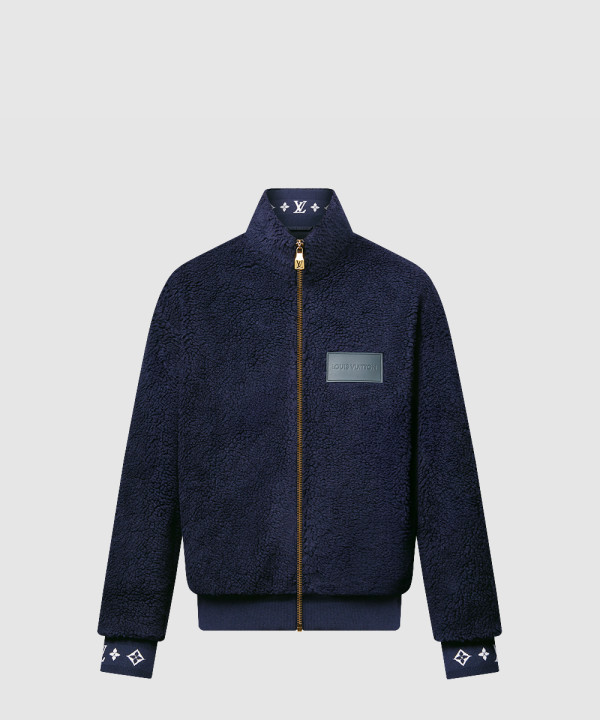 루이비통 레더 패치 플리스 블루종