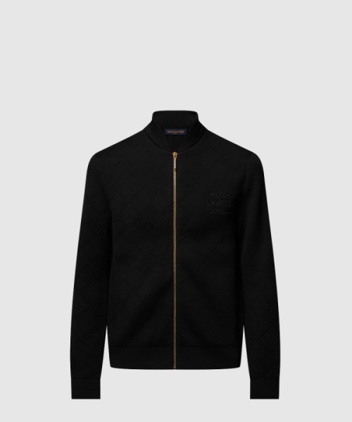 루이비통 텍스처드 니트 울 블렌드 블루종