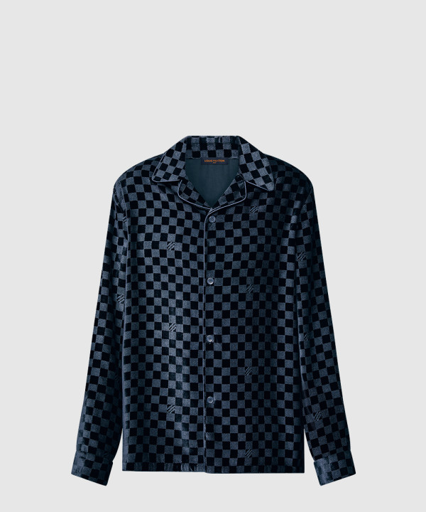 루이비통 실크 블렌드 벨벳 롱 슬리브드 이브닝 오버셔츠