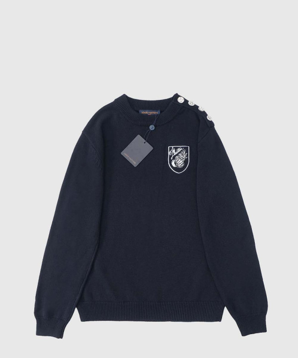 루이비통 엠브로이더드 코튼 블렌드 크루넥