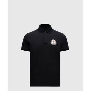 몽클레어 로고 패치 코튼 폴로 셔츠