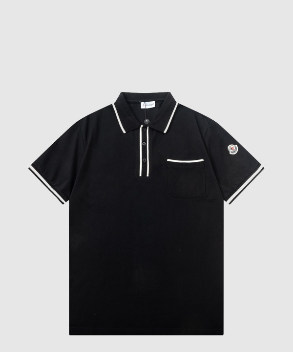 몽클레어 로고 패치 코튼 폴로 셔츠