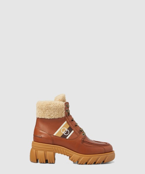 구찌 자카드 패널 레이스업 앵클 부츠 670406