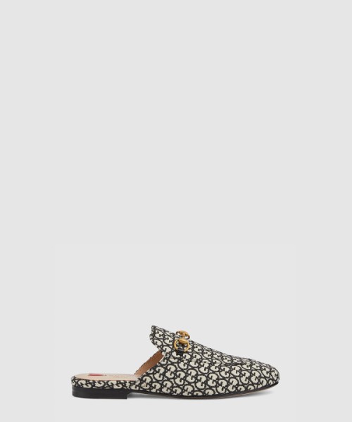 구찌 프린스타운 슬리퍼 아이보리 및 블랙 캔버스 779241