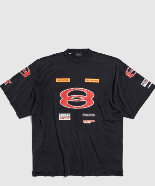 발렌시아가 스폰서 로고 오버사이즈 티셔츠