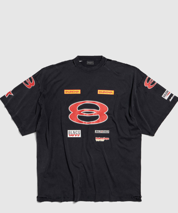 발렌시아가 스폰서 로고 오버사이즈 티셔츠