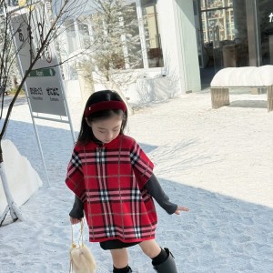 버버리 키즈 체크 집업 케이프