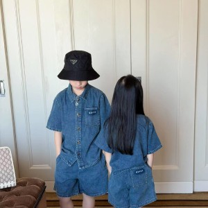 구찌 키즈 데님 반팔 자켓 밴딩 팬츠 셋업