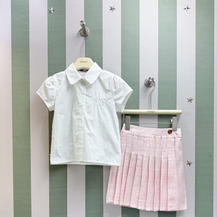 펜디 키즈 카라 와이셔츠 스커트 셋업