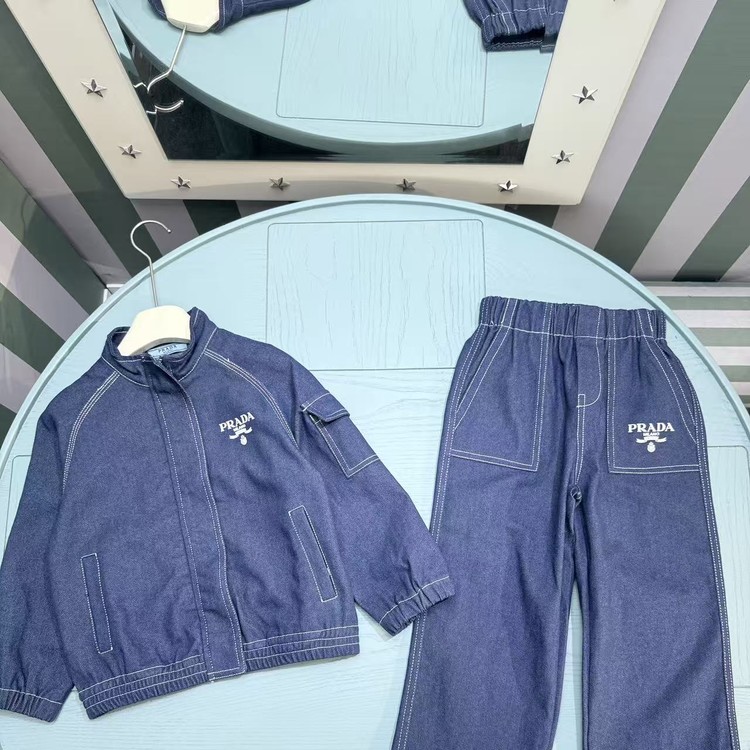 프라다 키즈 데님 자켓 팬츠 셋업