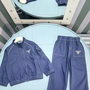 프라다 키즈 데님 자켓 팬츠 셋업
