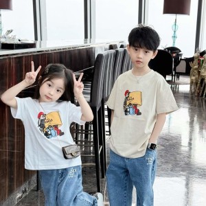 펜디 키즈 반팔 티셔츠 데님 팬츠 셋업