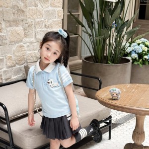 톰브라운 키즈 반팔 카라 티셔츠 스커트 셋업