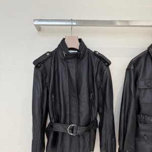 [고퀄]생로랑 가죽 레더 벨트 자켓
