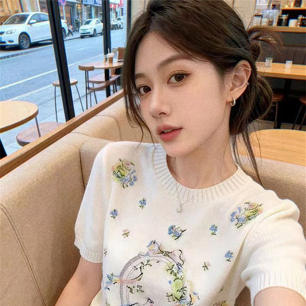 [고퀄] 디올 자수 반팔 니트