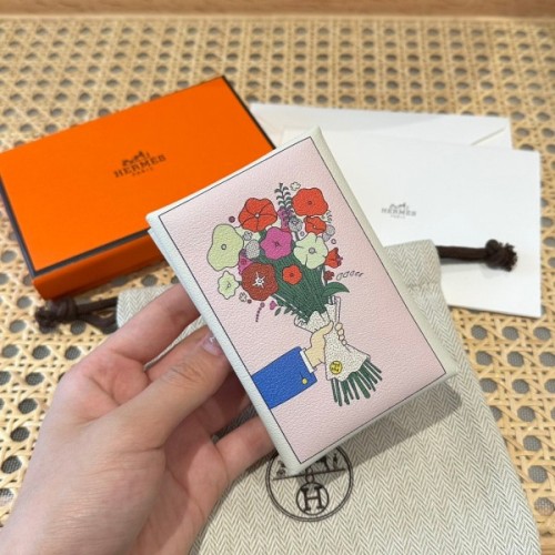 에르메스 칼비 듀오 카드지갑 스크린 프린팅 (로즈 사쿠라)