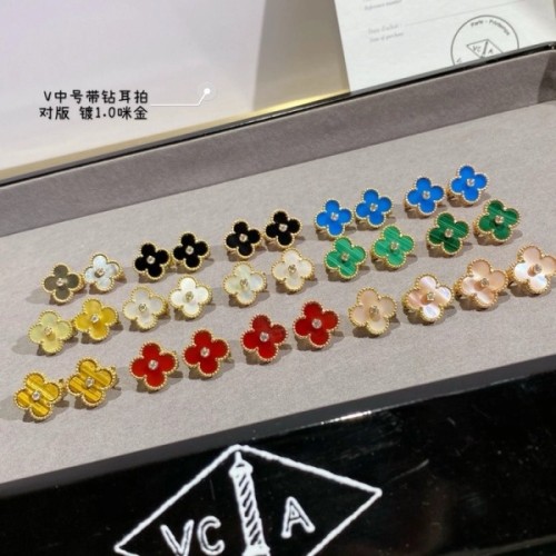 [18K GOLD 주문제작] 반클리프 빈티지 알함브라 다이아 클립 귀걸이