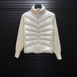 몽클레르 MONCLER 세련된 니트 조합 스탠드칼라 여성용 오리털 패딩 점퍼