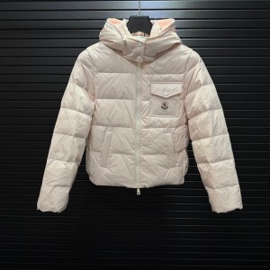 몽클레르 MONCLER 동안 효과의 숏 아이스크림 크림 컬러 후드 여성 패딩 점퍼