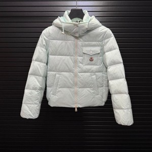 몽클레르 MONCLER 동안 효과의 숏 아이스크림 크림 컬러 후드 여성 패딩 점퍼