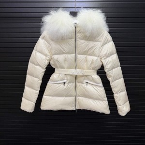 몽클레르 MONCLER 허리 라인을 잡아주는 패션 후드 퍼 카라 여성용 패딩 재킷