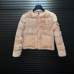 몽클레르 MONCLER 고급 패션 테디 플란넬 숏 라운드넥 여성용 패딩 재킷