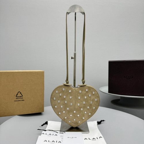 알라이아 르 쾨르 스트라스 스웨이드 백 21x17x5cm